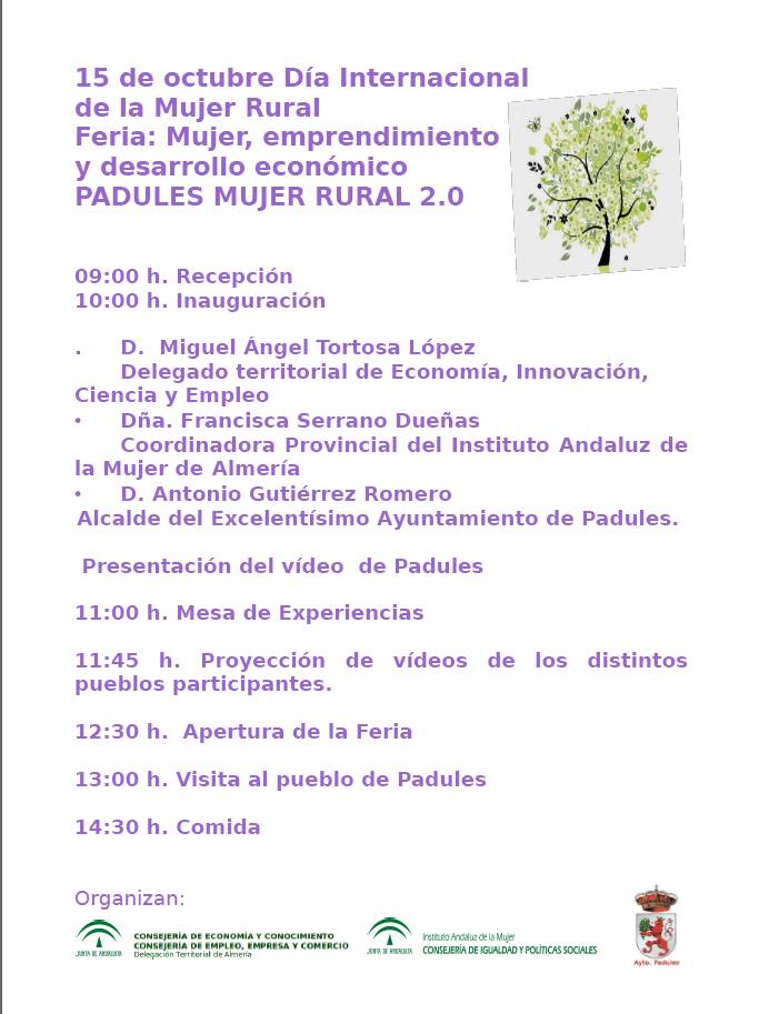 Programa actividades dia internacional de la mujer rural